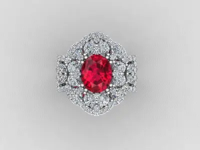 Diamond Jewelry Ruby Ring 3D print model