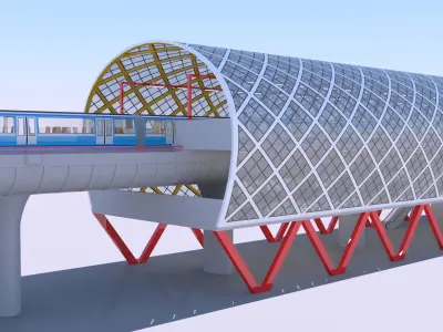 Elevated monorail station 3D model
