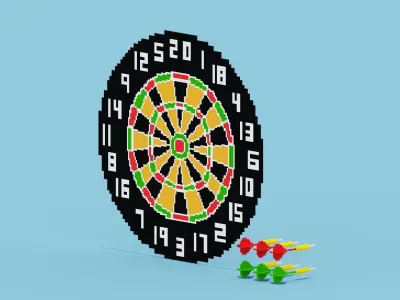 Voxel Dartboard Low-poly 3D model