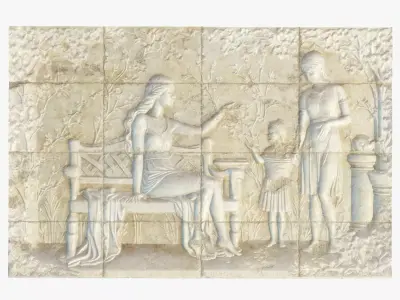 Bas-relief wall panel PBR Low-poly 3D model
