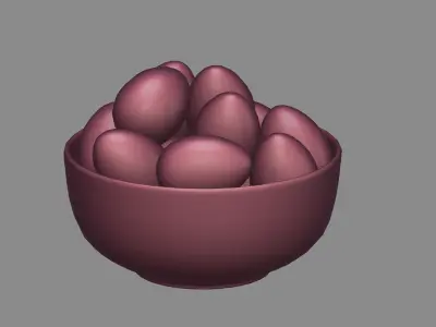 White Bowl with Eggs 3D model