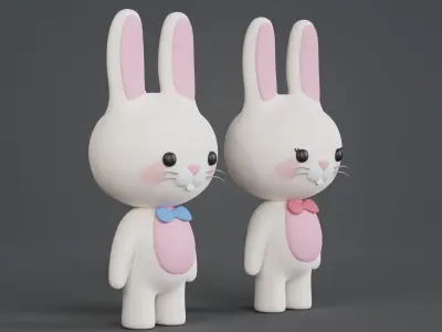 Rabbit Couple 3D model