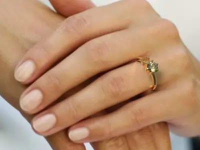 Diamond ring with heart 3D print model