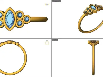 Basel ring with Marquise diamond 3D print model