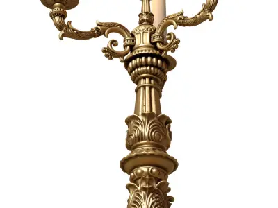 Gold Classic Palace Antique Candlestick Candle Holder 3D model