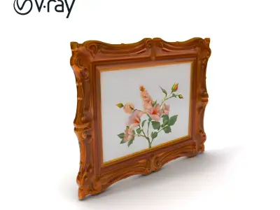 Vintage Ornate Frame with Floral Art Model Pack Low-poly 3D model