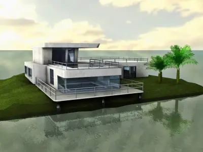 Island modern house on Free 3D model