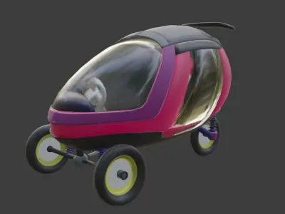 Multi-purpose hybrid electric self-charging solar tricycle v2 3D model