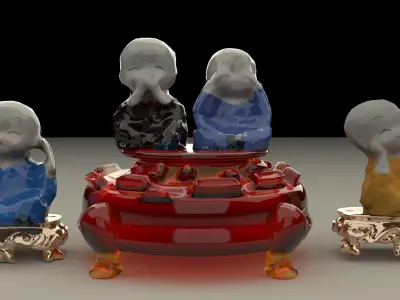 Chinese monk kids Low-poly 3D model