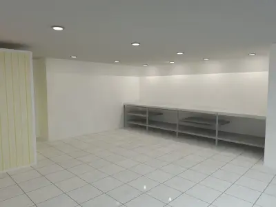 WORKSHOP empty room with tiled floor Free 3D model