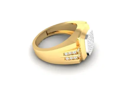Luxury Square Top Diamond Men Ring 127 3D print model