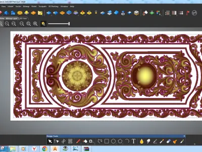  double door  classical design antique carved 3D model