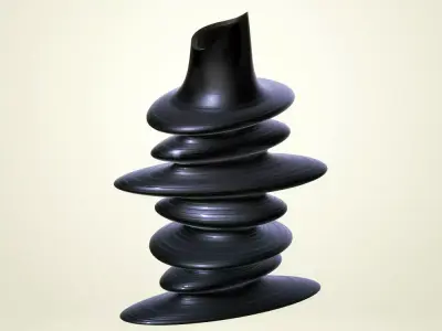 Modern Flat Twisted Pebble Vase 3D print model