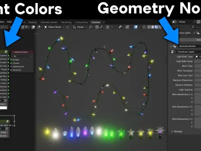 Customizable Christmas Lights - Geometry Nodes - Blender 3D model