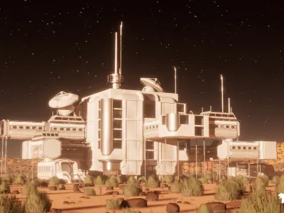 The Space Base in Red Planet Low-poly 3D model