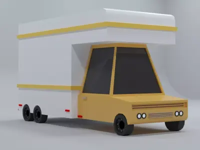 Cartoon Low Poly  Food Truck Low-poly 3D model Low-poly 3D model