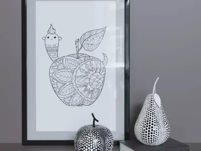 Decor Set pear and apple sculptures 3D model