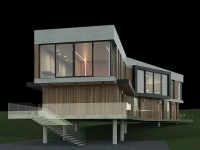 Modern house 5 with furniture 3D model