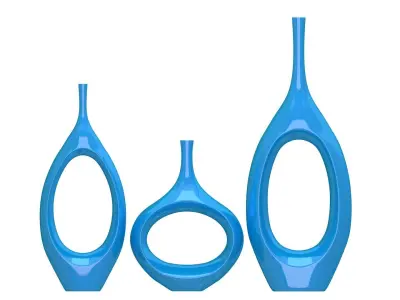 Decor Tabletop Hollowed Vases blue 3D model