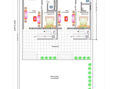 45x75 Feet House Plan  AutoCAD DWG Floor Plan 3D model