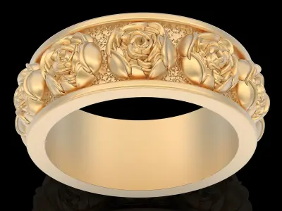 Flower ring silver gold printable jewelry 3D model 3D print model