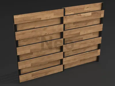 Low-Poly Wooden Fence 3D Model - Modern Wooden Fence Low-poly 3D model