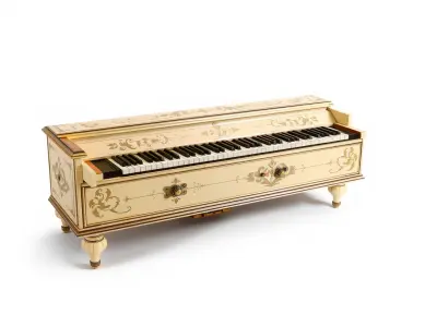 Antique Harpsichord Cream Floral Motifs Model Pack Low-poly 3D model