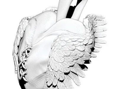 Love heart with wings pendant jewel  3D print model