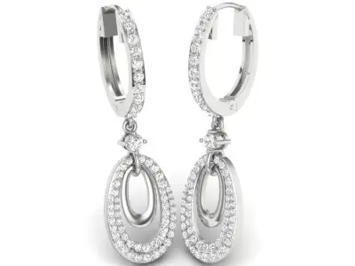 Earrings 3D diamond hoop earring gold 3D print model