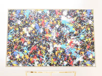 Large abstract painting in a frame 3D model