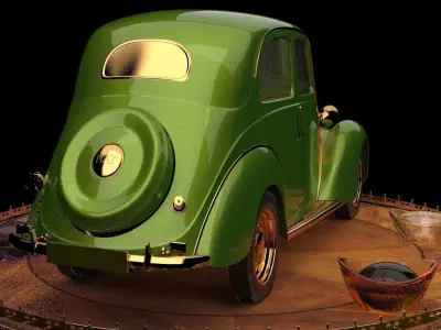 Chinese gold ingot with classic car 3D model