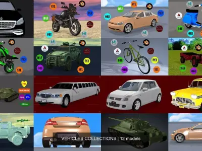 12 PACK OF VEHICLES COLLECTIONS