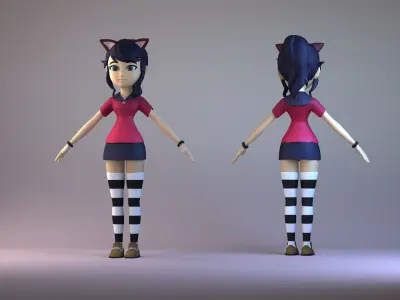 woman girl body glamour fashion cartoon character sport 3D model