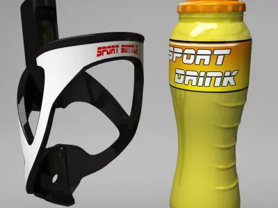 MTB bicycle sport bottle with cage 3D model