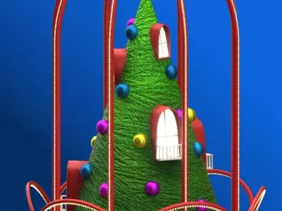 Scarlet Christmas Holiday Props Merry Architecture Low-poly 3D model
