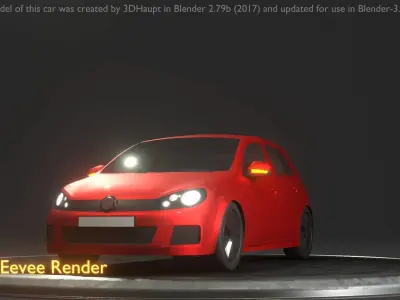 City Car 28 Compact Class Type-C Red Low-poly 3D model