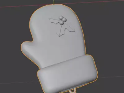 Mitten ornament with holly 3D print model