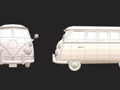 Stylized VW Bus Low-poly 3D model