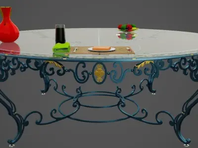 Wrought iron round table 3D model