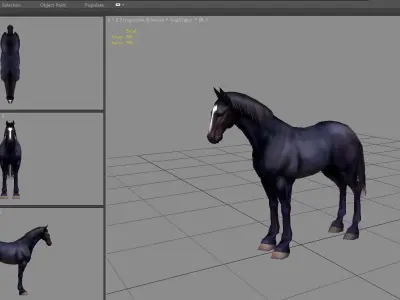 A black horse Low-poly 3D model