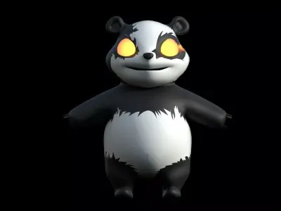 3D panda bear with glowing eyes Low-poly 3D model