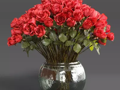 Bouquet of red roses 3D model