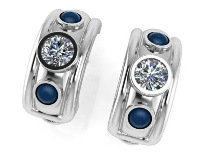 Round Diamond English Lock Earring 1815 3D print model
