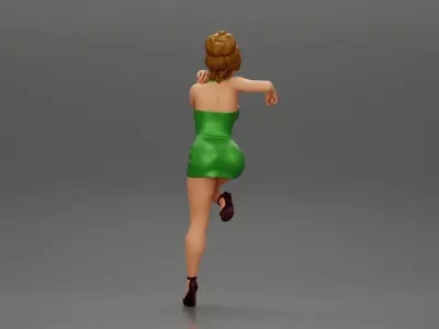 Sexy girl in mini dress and heels Leaning Against wall 3D print model