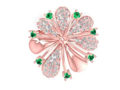 Luxury Multi Petal Gemstone Flower Ring for Women  2161 3D print model