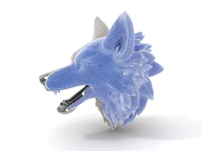 Silver Wolf Head model pack Low-poly 3D model get