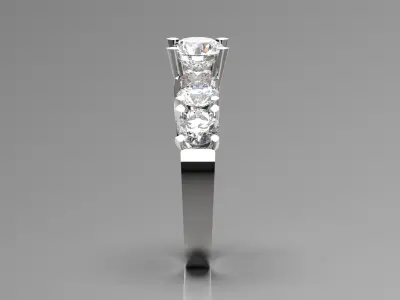 Classic 5 Diamond Engagement Ring Model sr0011 3D print model