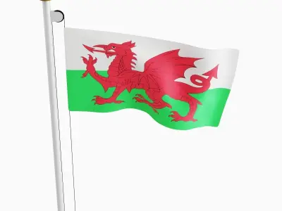 Flag of the Wales  Low-poly 3D model
