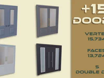 15 Doors Pack - GameReady And LowPoly Free low-poly 3D model