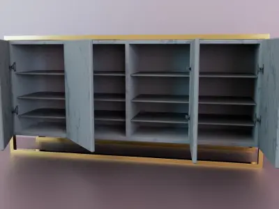 Elegant Marble and Gold Shoe Rack - 3D Model 3D model